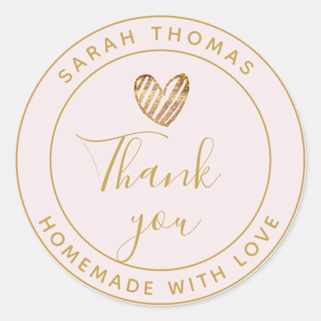 Modernes Goldenes Herz - Personalisierte Homemade  Runder Aufkleber (Vorderseite)