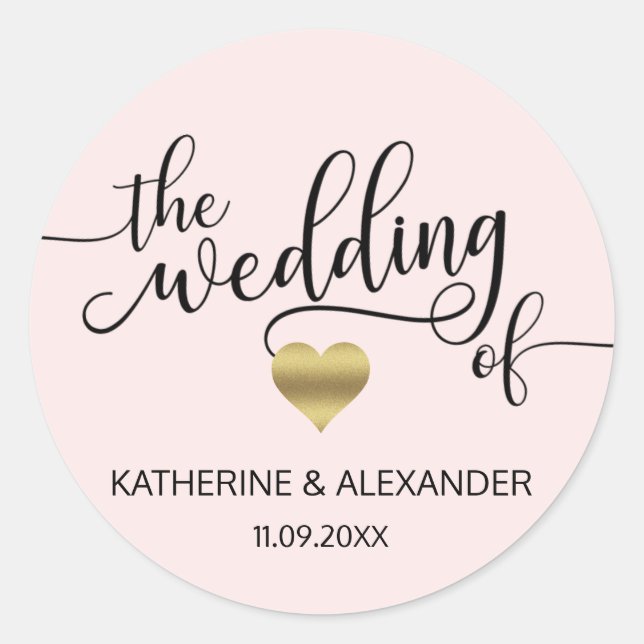 Modernes Goldenes Herz Rosa - die Wunde der Siegel Runder Aufkleber (Vorderseite)