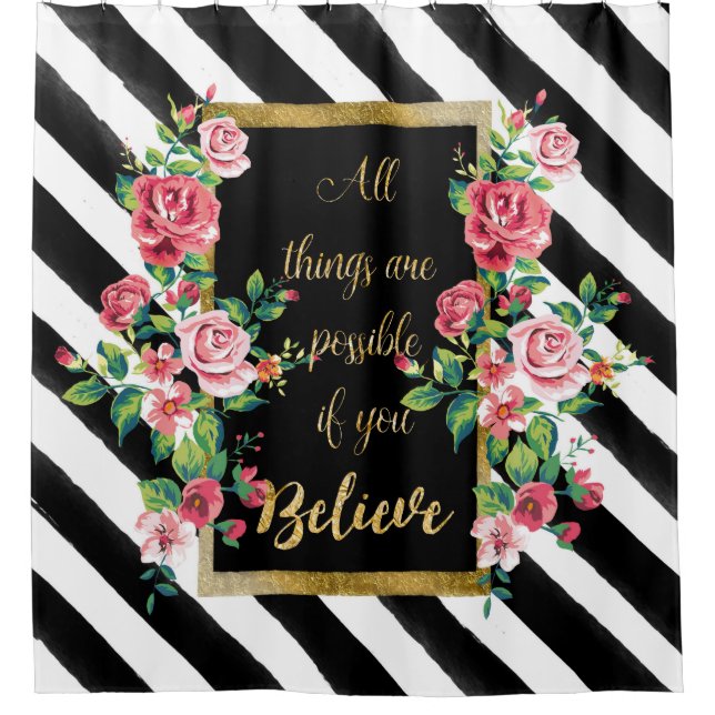 Modernes goldenes inspirierendes Zitat Duschvorhang (Vorderseite)