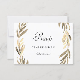 Modernes Goldenes Leaf Wreath Wedding RSVP