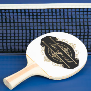 Modernes, goldenes, schwarzes und weißes Drehbuch Tischtennis Schläger