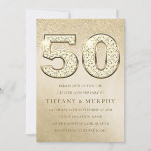 Modernes Goldenes Sparkle 50. Hochzeitstag Einladung