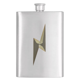 Modernes goldfarbenes Blitzsymbol cool Flachmann