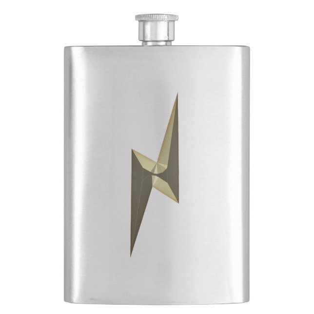 Modernes goldfarbenes Blitzsymbol cool Flachmann (Vorderseite)