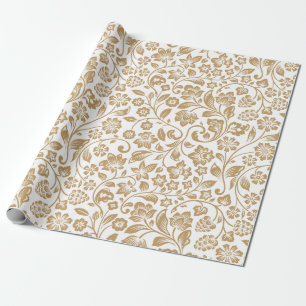 modernes goldfarbenes Blumenpapier Geschenkpapier