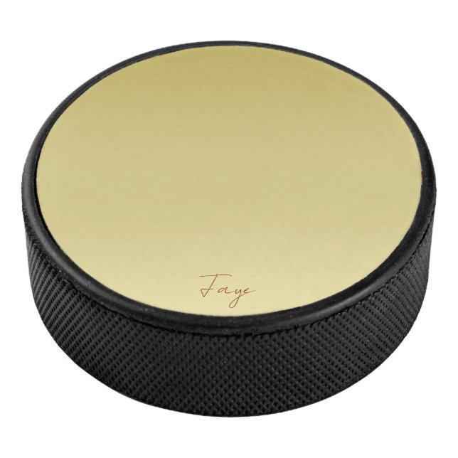 Modernes Goldgradienten Luxustypografie Name Eishockey Puck (3/4)