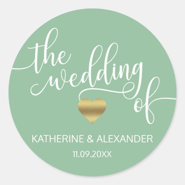 Modernes Goldmagazin Grün das WEDING von Siegeln Runder Aufkleber (Vorderseite)