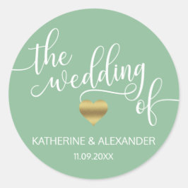 Modernes Goldmagazin Grün das WEDING von Siegeln Runder Aufkleber