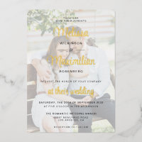 Modernes Goldskript 2 Fotos Hochzeitfolie Einladun