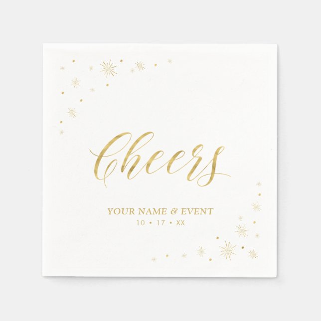 Modernes Goldsparkle & Cheers Custom Party Napkins Serviette (Vorderseite)