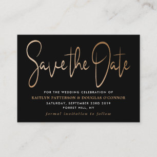 Modernes Goldumlaufskript Save the Date Begleitkarte