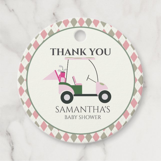 Modernes Golf Baby Gender-Bericht Par-T Geschenkanhänger (Vorderseite)