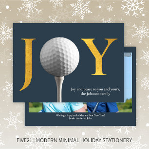 Modernes Golf Joy & Peace Navy Blue Weihnachts-Fot Feiertagskarte