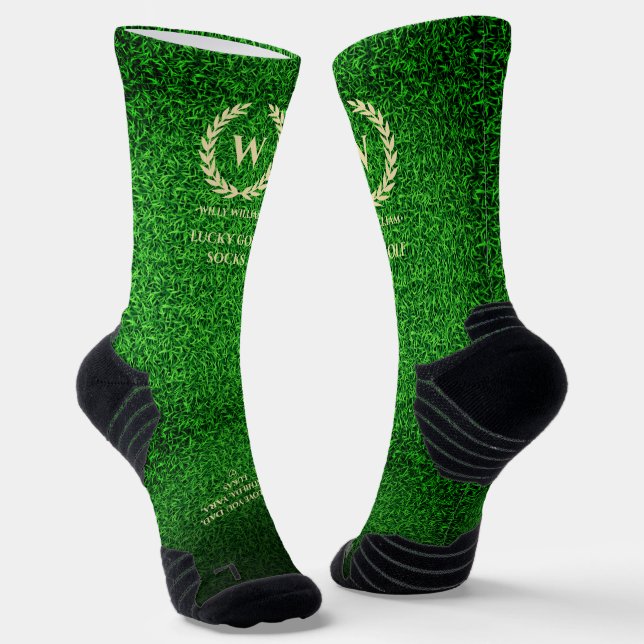 MODERNES GOLFER MONOGRAM GRASS GREEN LUCKY GOLF SOCKEN (Gewinkelt)