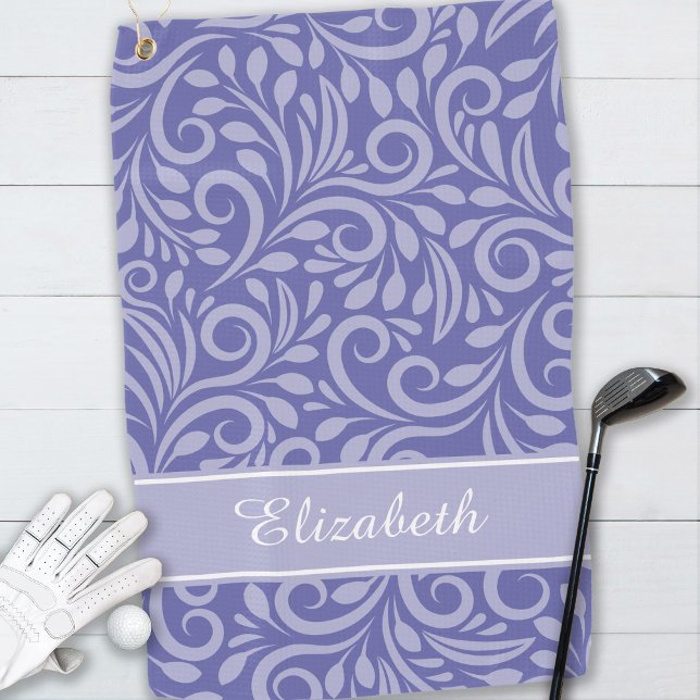 Modernes Golfer Name Niedlich Periwinkle Blaues Mu Golfhandtuch (Von Creator hochgeladen)