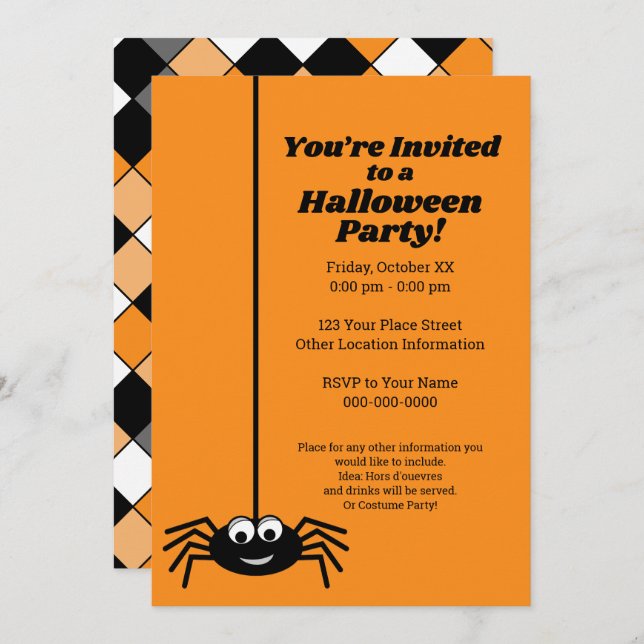 Modernes Google Eye Spider Halloween-Party Einladung (Vorne/Hinten)