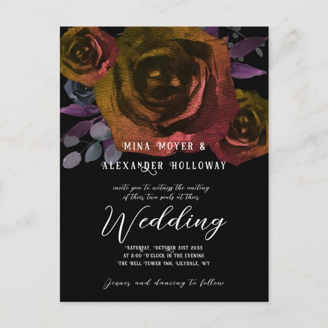 Modernes Goth Dark Rose QRC Postkarte (Vorderseite)