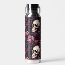Modernes Gotisches Skull-Rosa-Blume-Muster