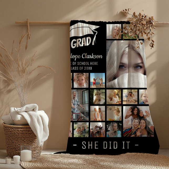 Modernes GRAD 13 x Foto Collage Graduate Gift Fleecedecke (Von Creator hochgeladen)