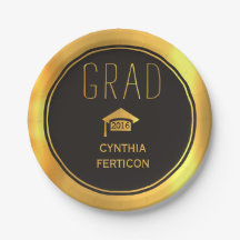 Modernes Grad 2016 Schwarz, Gold-Graduierungskappe