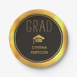 Modernes Grad 2016 Schwarz, Gold-Graduierungskappe Pappteller