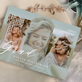 Modernes Grad-Grün-Overlay Grad Drei Foto Einladung