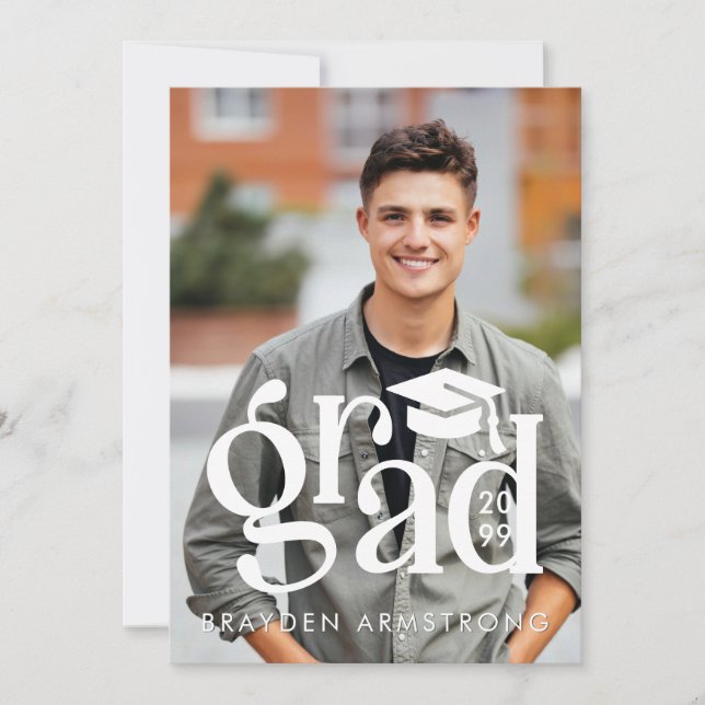 Modernes GRAD Typ 2 Foto Weißes Overlay Ankündigung (Vorderseite)