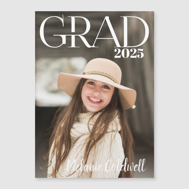 Modernes Grad Typografie-Foto Magnet (Vorderseite)
