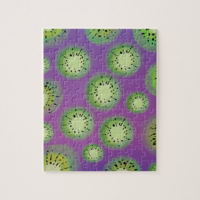 Modernes Gradient und Kiwi Frucht Lila Puzzle (Vertikal)