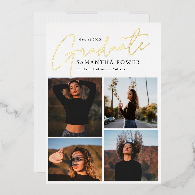Modernes Graduate 4 Fotos Abschluss Ankündigung (Briefumschlag)