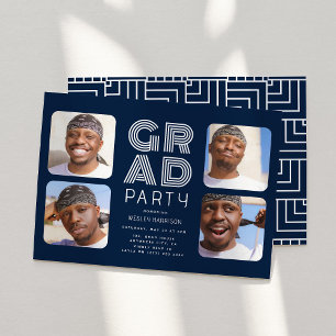 Modernes Graduate 4x Foto Collage GRAD Party Einladung