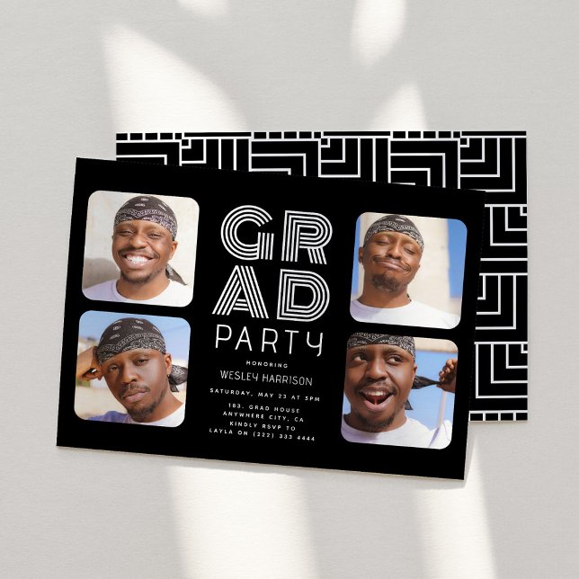 Modernes Graduate 4x Foto Collage GRAD Party Einladung (Von Creator hochgeladen)