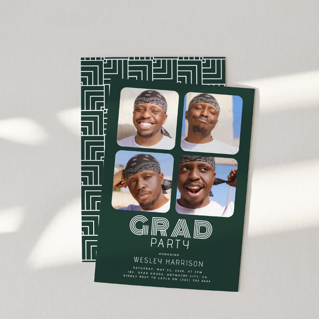 Modernes Graduate 4x Foto Collage GRAD Party Einladung (Von Creator hochgeladen)