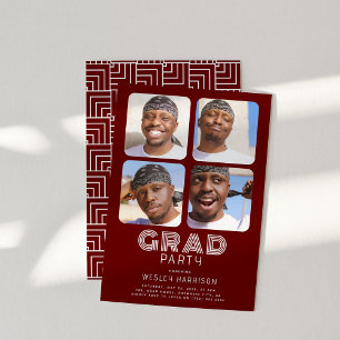 Modernes Graduate 4x Foto Collage GRAD Party Einladung