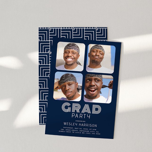 Modernes Graduate 4x Foto Collage GRAD Party Einladung (Von Creator hochgeladen)