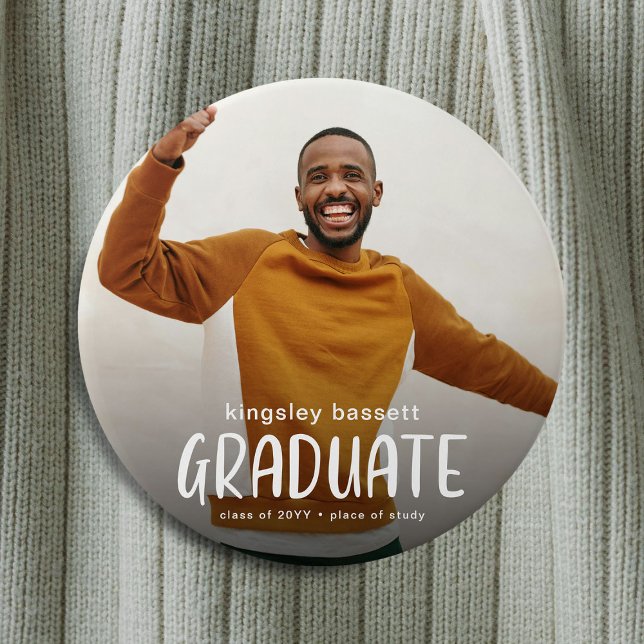 Modernes GRADUATE Custom Foto Abschluss Button (Von Creator hochgeladen)