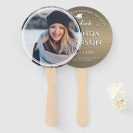 Modernes Graduate Foto Metallic Brown Abschluss Fächer