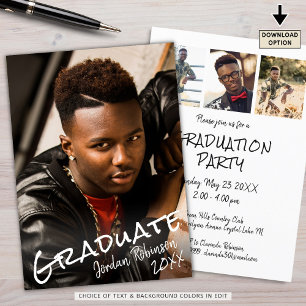 Modernes Graduate Hand Letted Script-Party Einladung