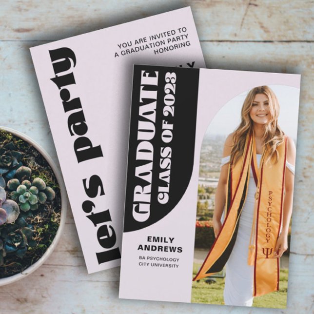 Modernes Graduate Lila Arch & Foto Grad Party Einladung (Von Creator hochgeladen)