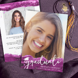 Modernes Graduate Pink Magenta Glitzer Chic Script Ankündigung