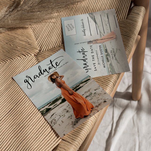 Modernes Graduiertenhandbuch | Lässiges Foto Ankündigungspostkarte (Von Creator hochgeladen)