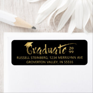 Modernes Graduiertenjahr mit schwarzem Gold-Pinsel