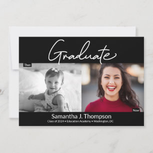 Modernes Graduiertenskript Dann und Jetzt Grad Fot Ankündigung