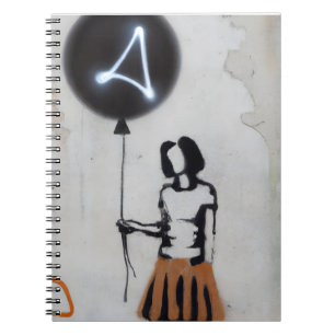 Modernes Graffiti Girl mit Neon Balloon Art Notizblock