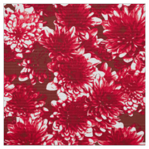 Modernes grafisches Dahlia-Muster, dunkelrot und w Stoff
