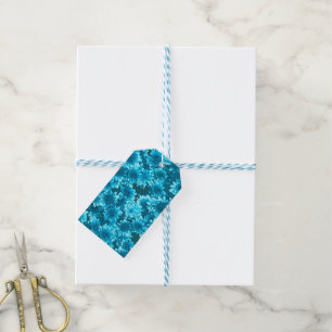 Modernes grafisches Dahlia-Muster, Indigoblau Geschenkanhänger