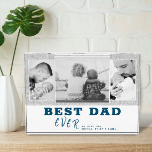 Modernes Grau bester Vater Vatertag 3 Fotoblock