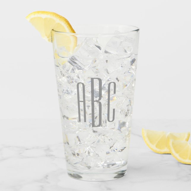 Modernes Grau-Einfach-Dreibuchstabenmonogramm Glas (Vorderseite Ice)