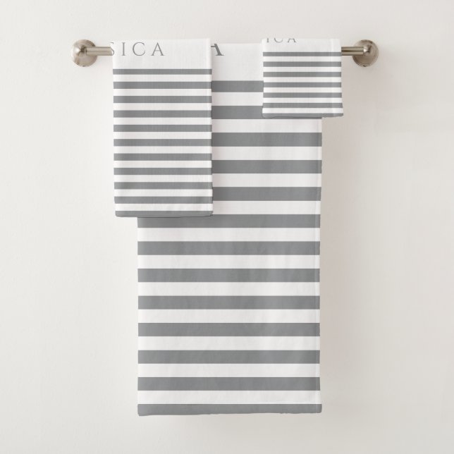 Modernes, grau gestreiftes Muster Badhandtuch Set (Insitu)