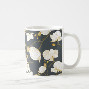 Modernes Grau mit elegantem Orchid-Orchideen aus G Kaffeetasse